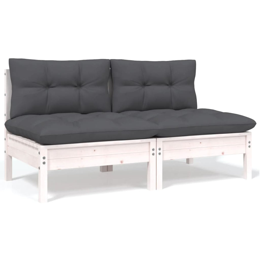 4-Delige Loungeset Met Kussens Massief Grenenhout Wit