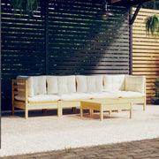 Loungeset 5-delig massief grenenhout crème