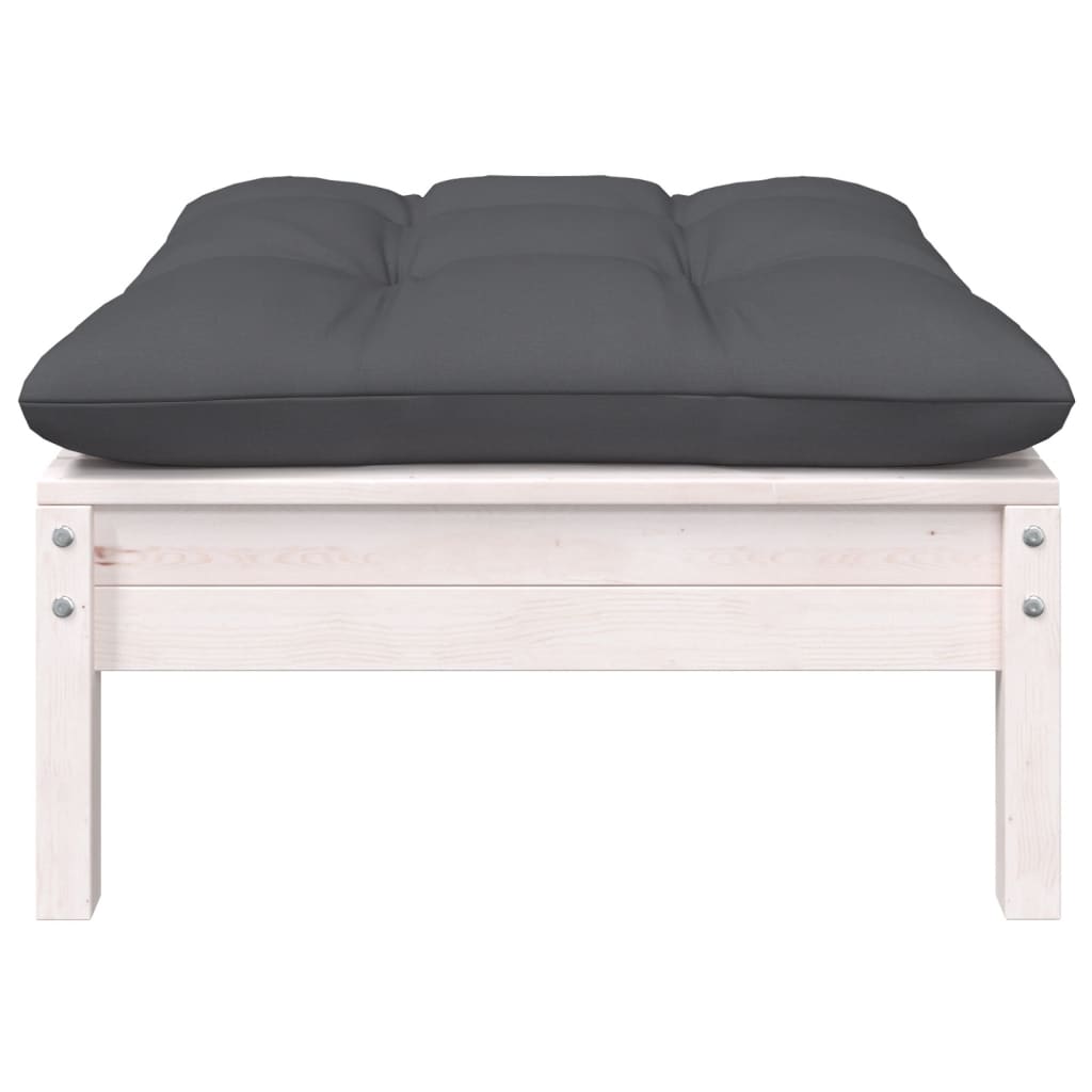 5-Delige Loungeset Met Kussens Massief Grenenhout Wit