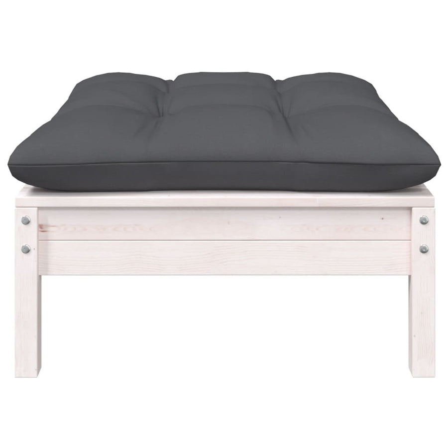 5-Delige Loungeset Met Kussens Massief Grenenhout Wit