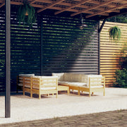 Loungeset 8-delig massief grenenhout crème