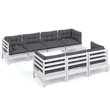 8-Delige Loungeset Met Kussens Massief Grenenhout Wit