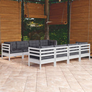Loungeset 9-delig massief grenenhout wit