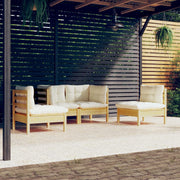 Loungeset 4-delig massief grenenhout crème