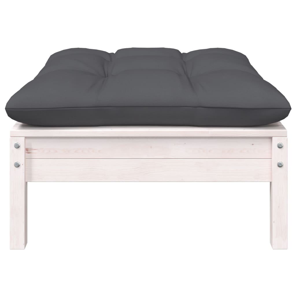 5-Delige Loungeset Met Kussens Massief Grenenhout Wit