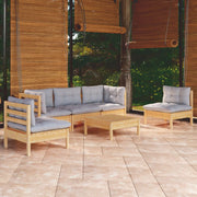 Loungeset 6-delig massief grenenhout grijs