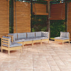 Loungeset 6-delig grenenhout grijs