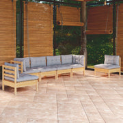 Loungeset 6-delig grenenhout grijs