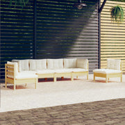 Loungeset 6-delig massief grenenhout crème