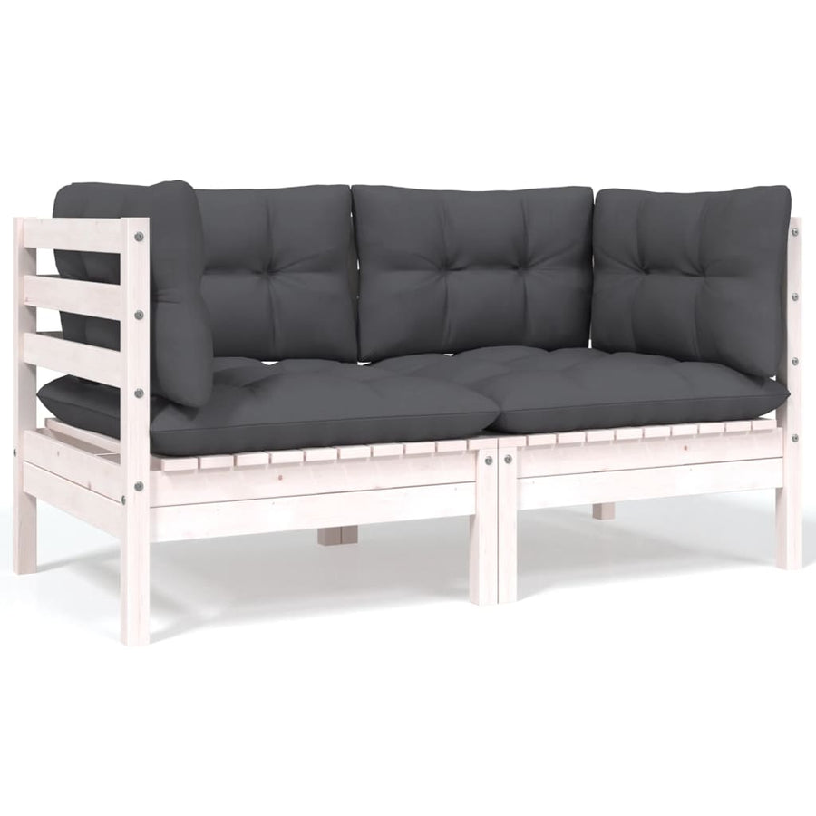 6-Delige Loungeset Met Kussens Massief Grenenhout Wit