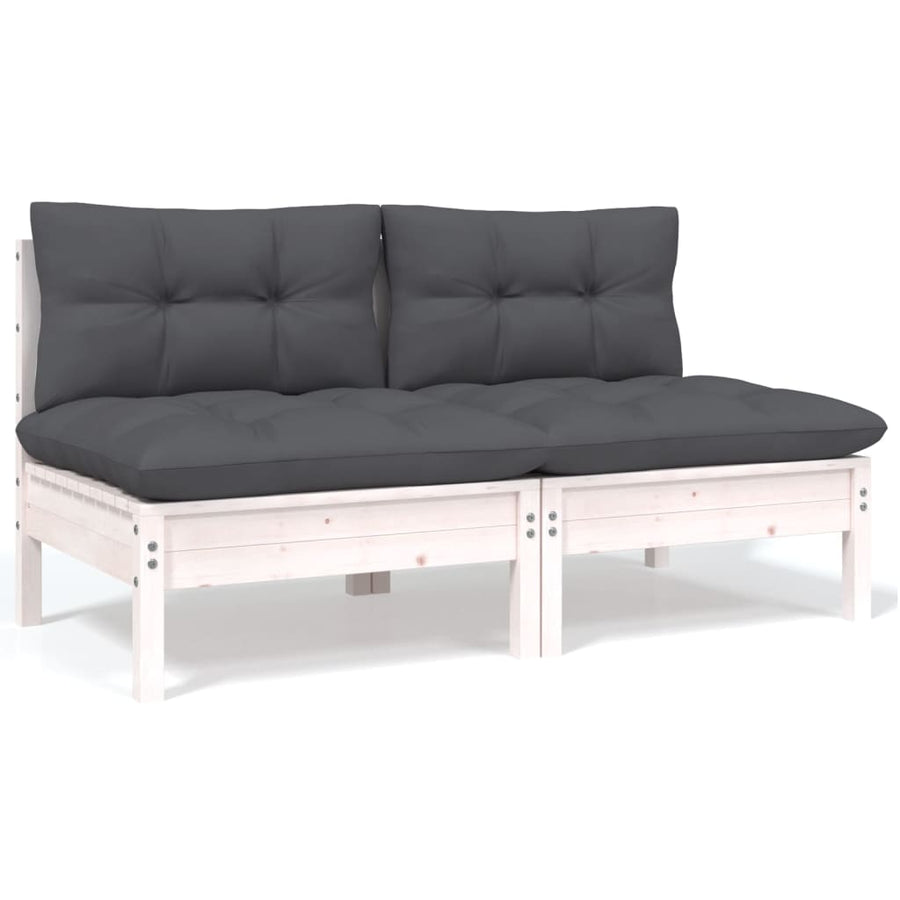 6-Delige Loungeset Met Kussens Massief Grenenhout Wit