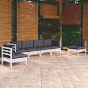 Loungeset 6-delig massief grenenhout wit