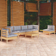 Loungeset 7-delig grenenhout grijs