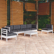 Loungeset 7-delig massief grenenhout wit