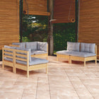 Loungeset 6-delig grenenhout grijs