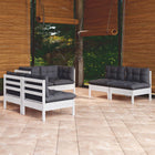 6-piece Lounge Set with Cushions Solid Pine Wood