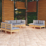 Loungeset 7-delig grenenhout grijs