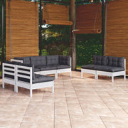 Loungeset 7-delig massief grenenhout wit