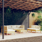 Loungeset 8-delig massief grenenhout crème kussens