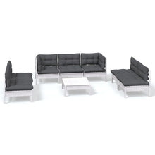 8-Delige Loungeset Met Kussens Massief Grenenhout Wit