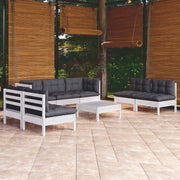 Loungeset 8-delig massief grenenhout wit