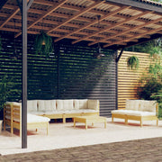 Loungeset 9-delig massief grenenhout crème