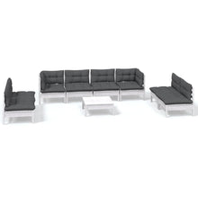 9-Delige Loungeset Met Kussens Massief Grenenhout Wit
