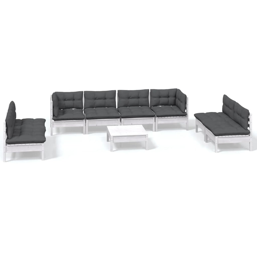 9-Delige Loungeset Met Kussens Massief Grenenhout Wit
