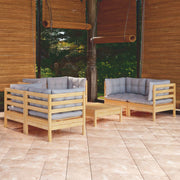 Loungeset 7-delig grenenhout grijs