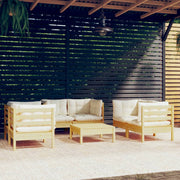 Loungeset 7-delig massief grenenhout crème