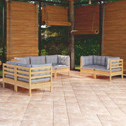 Loungeset 7-delig grenenhout grijs