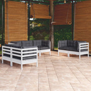 Loungeset 7-delig massief grenenhout wit