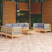 Loungeset 8-delig grenenhout grijs