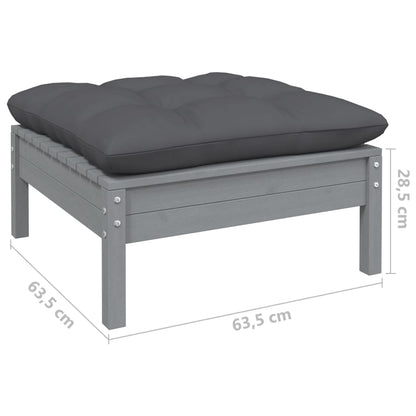 8-Delige Loungeset Met Kussens Massief Grenenhout Grijs