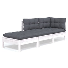 3-Delige Loungeset Met Kussens Massief Grenenhout Wit