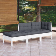 Loungeset 3-delig massief grenenhout wit