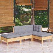 Loungeset 4-delig massief grenenhout grijs