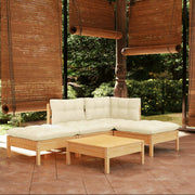 5-piece Lounge Set with Cream Cushions Pine Wood