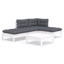 -Delige Loungeset Met Kussens Grenenhout Wit