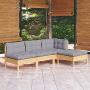 Loungeset 4-delig grenenhout grijs