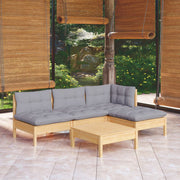 Loungeset 5-delig grenenhout grijs