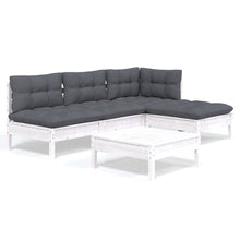 -Delige Loungeset Met Kussens Grenenhout Wit