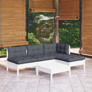 Loungeset 5-delig grenenhout wit