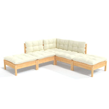 -Delige Loungeset Met Kleurige Kussens Grenenhout Bruin en crème