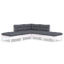 -Delige Loungeset Met Kussens Grenenhout Wit