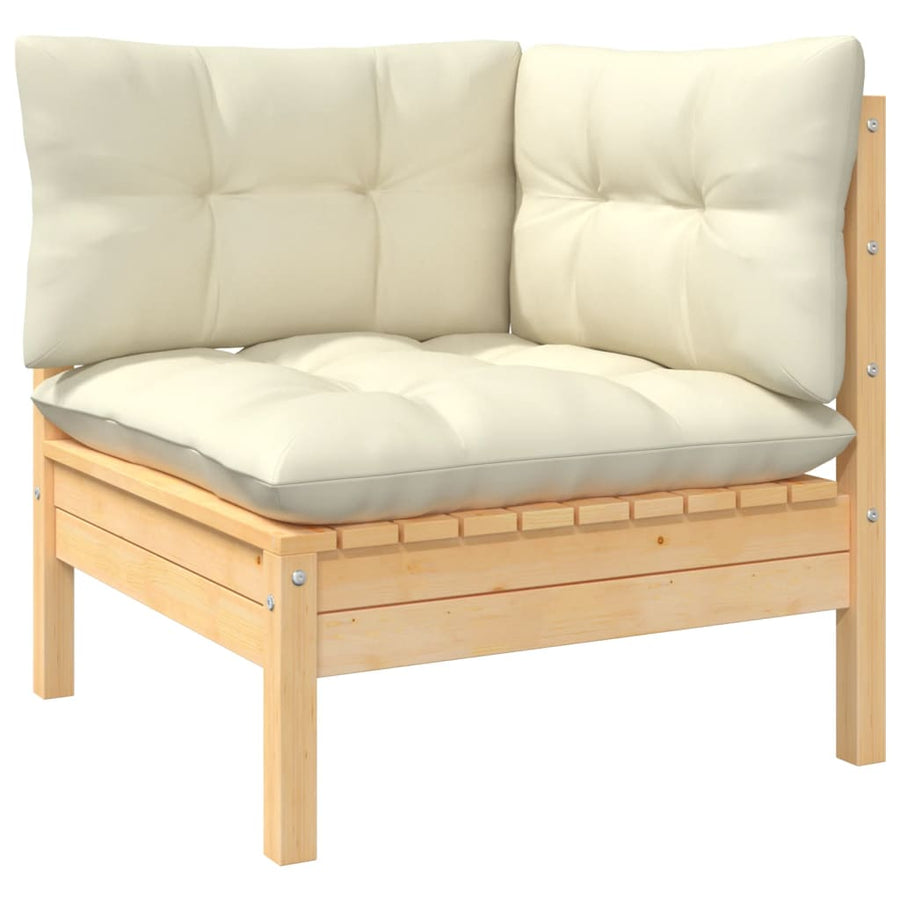 -Delige Loungeset Met Kleurige Kussens Grenenhout Bruin en crème