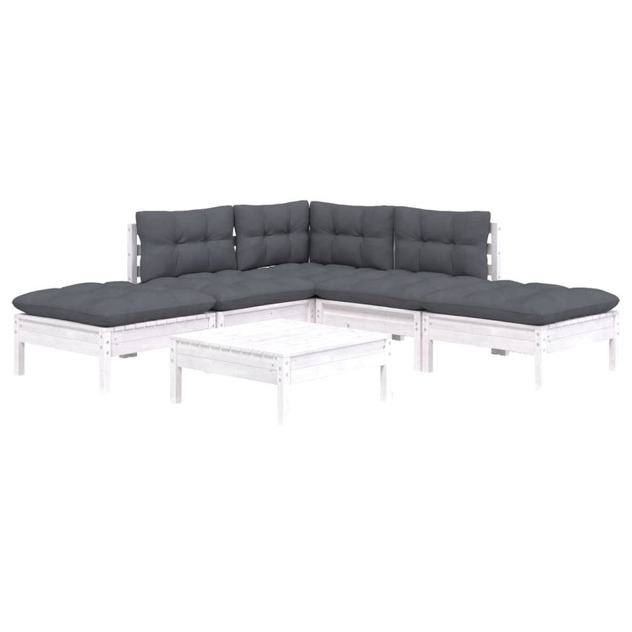 -Delige Loungeset Met Kussens Grenenhout Wit