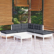 Loungeset 6-delig grenenhout wit