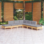 Loungeset 7-delig grenenhout grijs