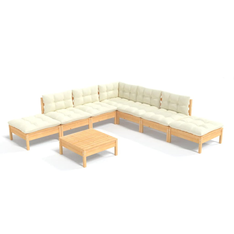 -Delige Loungeset Met Kleurige Kussens Grenenhout Bruin en crème